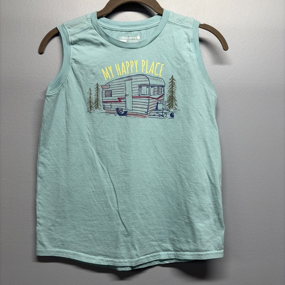 Carhartt Youth Tank Sleeveless Shirt - Sz Youth Large (12) Blue Camper/Camping